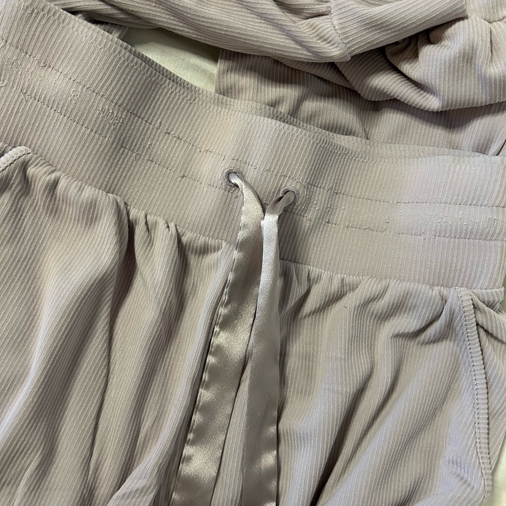 victoria’s secret: lavender ribbon drawstring ribbed lounge/pajama pants